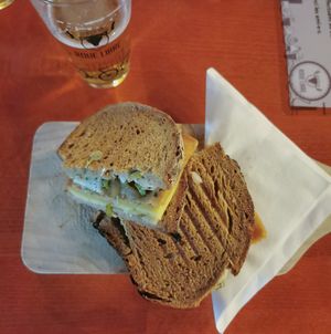 Delicious vegan croque-monsieur at Brasserie Roue Libre - Brewpub in Strasbourg