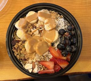 Smoothie bowl with oat milk   at Caffe Cocina Coffee Roasting Co. in Poulsbo