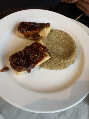 Tofu with quinoa (This was literally it!,  Would have been better with veggies on the quinoa and a salad, and was one of the most expensive items on the menu)  at Yanni Bistro in Matthews