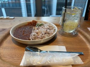 Bean and vegetable curry rice  at Snow Peak Cafe in Tokyo