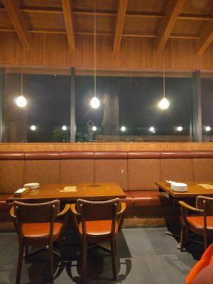 The restaurant by night at Gora Brewery & Grill in Hakone