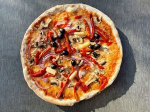 vegan pizza  at Österbymos Restaurang & Pizzeria in Ydre