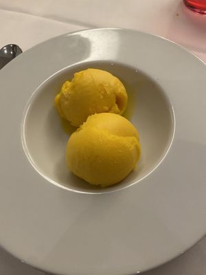 Mango sorbet  at Prima Donnas in West Wickham