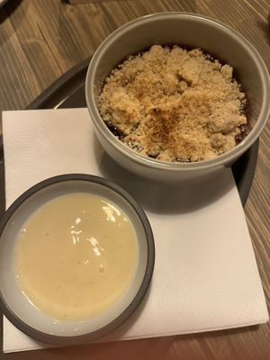 Vegan crumble (plum) ca. 10€  at Strandschuppen in Busum
