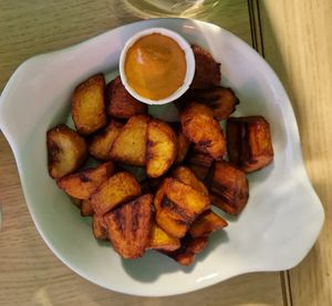 Fried plantain at Fed By Plants in South East London