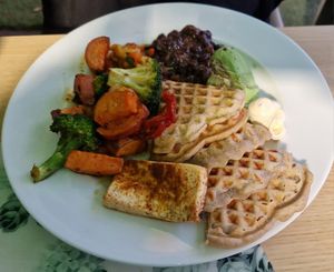 Buckwheat waffles at Fed By Plants in South East London