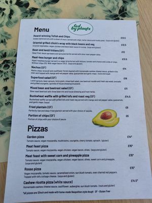 Menu at Fed By Plants in South East London
