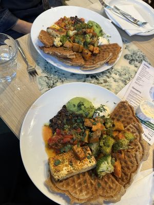 Savoury waffles   at Fed By Plants in South East London