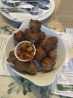 Bean fritters   at Fed By Plants in South East London