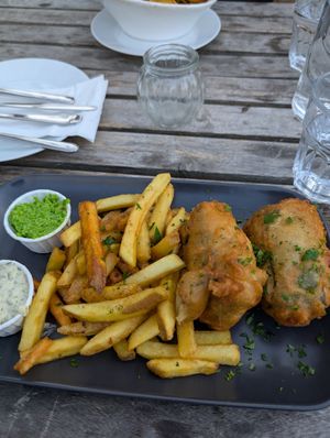 Fish and chips at Fed By Plants in South East London