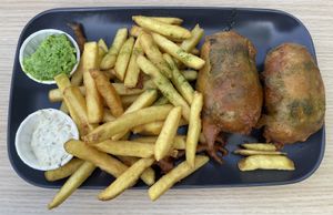 Tofish and chips  at Fed By Plants in South East London