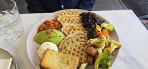 Buckwheat waffles at Fed By Plants in South East London