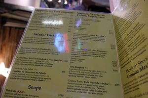 Menu at Asia Caribe in Isla Mujeres