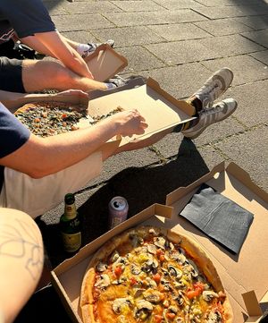 vegan mushroom pizza was tasty   at Moini Steinofenpizza in Leipzig