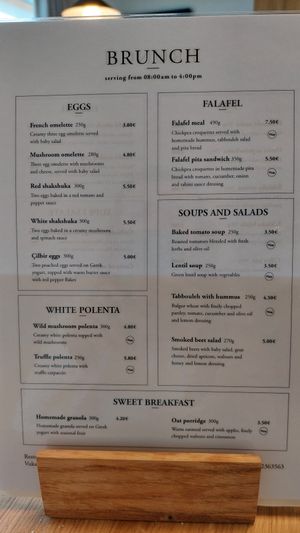 Brunch menu at Shambhala Bakery in Zabljak