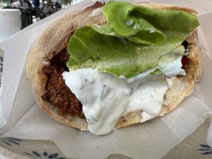 The falafel sandwich   at Shambhala Bakery in Zabljak