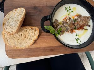 Wild mushrooms polenta   at Shambhala Bakery in Zabljak