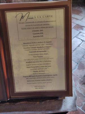 The menu at Osteria Del Vicario in Certaldo