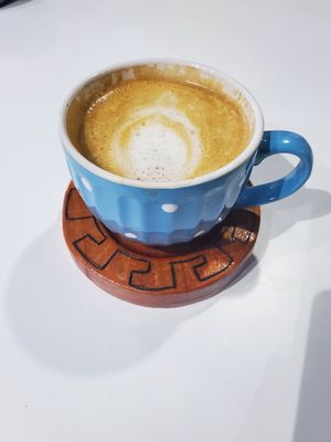 Already started drinking the latte before taking the photo....sooooooo good! at Ranti Galapagos Coffee in Puerto Baquerizo Moreno