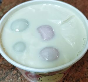 Happy winter solstice everyone, vegan rice balls with Bean curd and Soya milk at Mr Bean - Toa Payoh Hub in Central Singapore