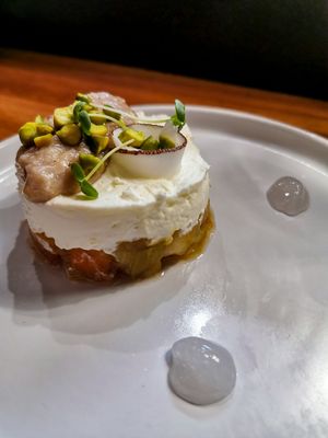 Vegan dessert 2 : apple and rhubarb panacotta at Nuances - Restaurant in Nice