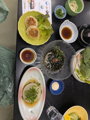 Part of the delicious vegan dinner at Yunominesou in Tanabe