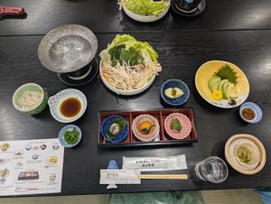 Part of the vegan dinner menu at Yunominesou in Tanabe