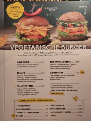 Menü - Vegetarische Burger at Peter Pane in Chemnitz