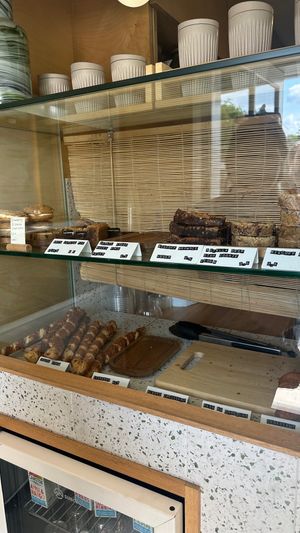 Display case of baked goods at Slake in Lindfield