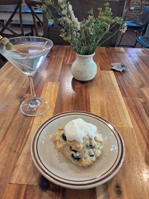 Lemon Blueberry Scone and martini at Folktale Coffee & Bakehouse in Corbin