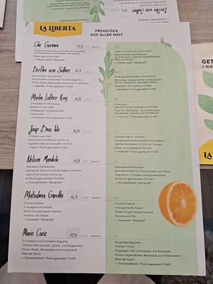 Menu at La Liberta in Graz