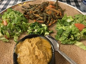 Shiro- ground chickpeas and onions at Habesha Ethiopian and Eritrean Restaurant in Cleveland