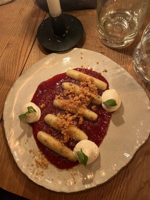 Homemade walnut noodles  at TATI in Budapest