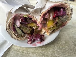 Vegan falafel   at Fennec & Parsley in North London