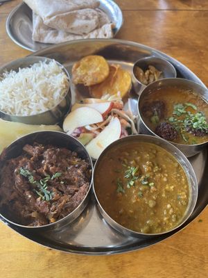 Vegan thali and roti   at Manjit's Kitchen in Leeds