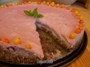 Raw strawberry cake at Mahemarket and Cafe in Tallinn