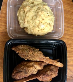 "Wings" and the best biscuit I've ever had   at Black Mountain Natural Foods - Maybe closed in Atlanta