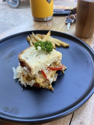 Philly Cheese steak with housemade vegan cheese   at Drunken Sushi in Siargao