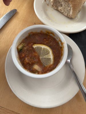 Gazpacho with a hint of dill  at Frankie and Johnny's Natural Food in York Harbor