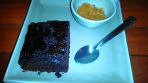 Vegan choco cake at Anchan Vegetarian Restaurant in Chiang Mai
