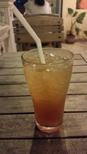 Cinemon Ginger Ice tea at Anchan Vegetarian Restaurant in Chiang Mai