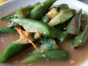 long eggplant at Anchan Vegetarian Restaurant in Chiang Mai