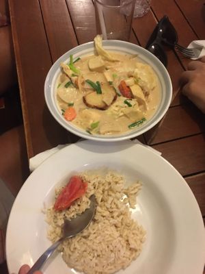 Tom Khaa Galangal Coconut Milk Soup/ต้มข่า 120 at Anchan Vegetarian Restaurant in Chiang Mai