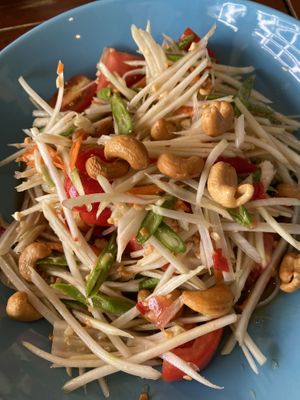 spicy som tam  at Anchan Vegetarian Restaurant in Chiang Mai