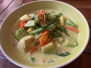 Green curry   at Anchan Vegetarian Restaurant in Chiang Mai