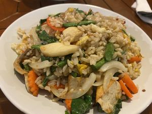 Egg in the fried rice  at Anchan Vegetarian Restaurant in Chiang Mai