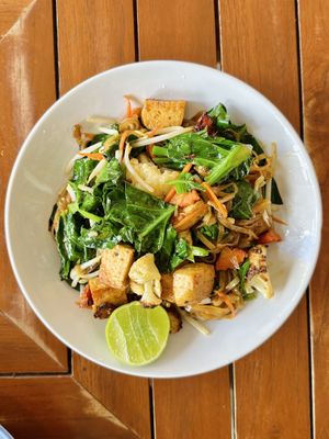 Pad see ew thin rice noodles (120 THB)  at Anchan Vegetarian Restaurant in Chiang Mai