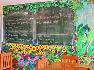 Smoothie menu  at Anchan Vegetarian Restaurant in Chiang Mai