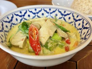 Green curry  (125 THB)  at Anchan Vegetarian Restaurant in Chiang Mai