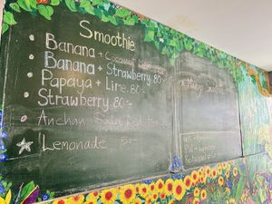 Smoothie menu  at Anchan Vegetarian Restaurant in Chiang Mai